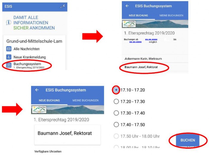 Terminreservierung bei Elternsprechtagen durch ESIS App